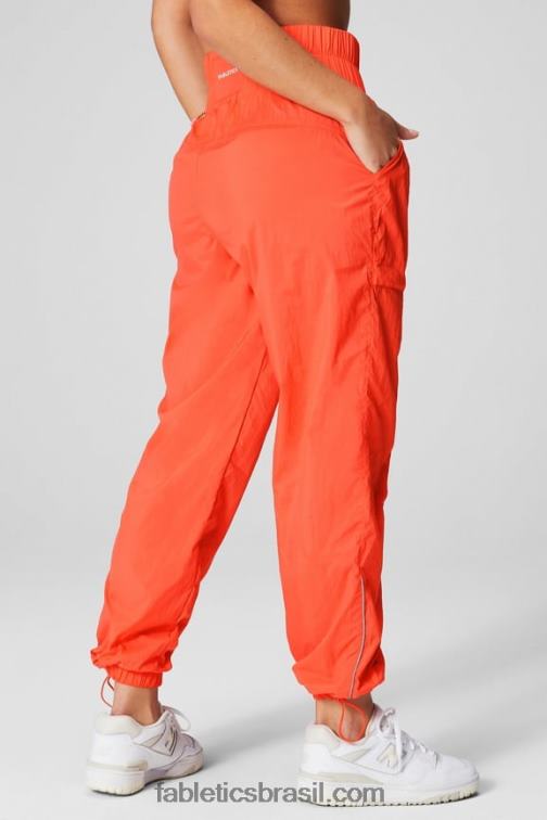 Fabletics laranja paixão/prata reflexivo 420HR6 calça de náilon de cintura ultra alta mulheres