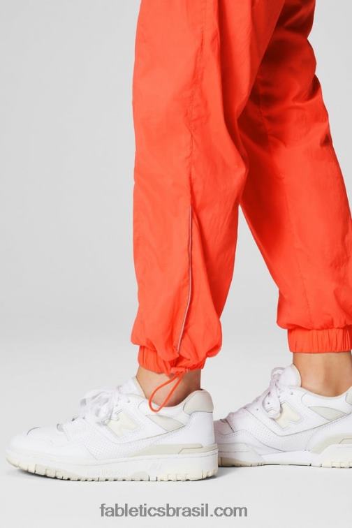 Fabletics laranja paixão/prata reflexivo 420HR6 calça de náilon de cintura ultra alta mulheres