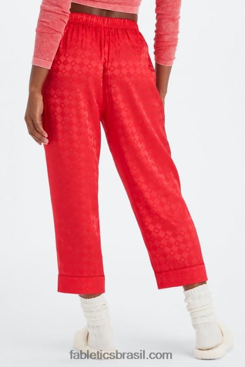 Fabletics néctar laranja/fuga da ilha/prata reflexiva 420HR49 calça cropped ecosatin mulheres