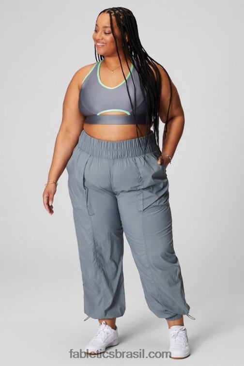Fabletics nuvem de tempestade/prata reflexiva 420HR9 calça de náilon de cintura ultra alta mulheres