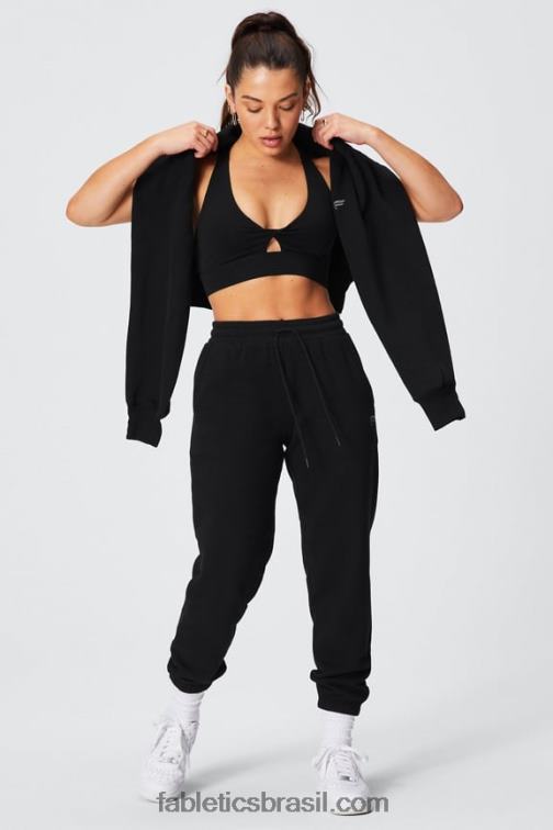 Fabletics preto/estanho 420HR71 calça de moletom de lã forever mulheres