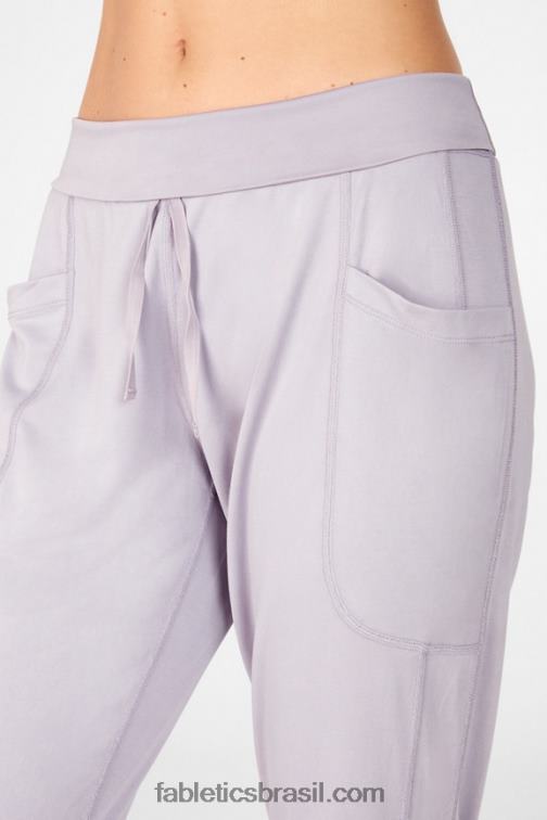 Fabletics preto/fumado 420HR156 calça de cordão de malha elegante mulheres
