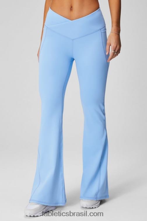 Fabletics preto/fumado 420HR44 flare cruzado cintura alta mulheres