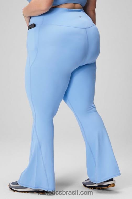 Fabletics preto/prata reflexivo 420HR45 flare cruzado cintura alta mulheres