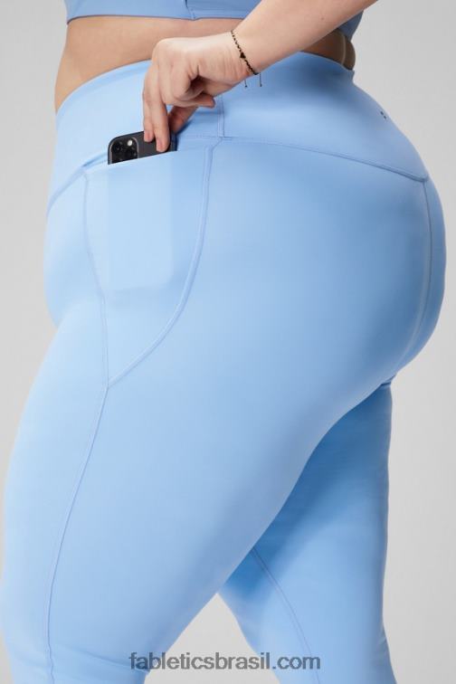 Fabletics preto/prata reflexivo 420HR45 flare cruzado cintura alta mulheres