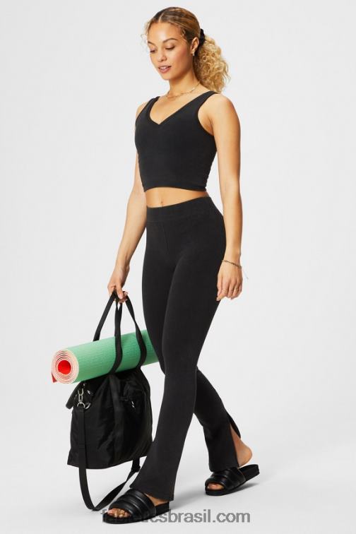 Fabletics preto vintage 420HR3 flare de cintura alta sem costura em nuvem mulheres