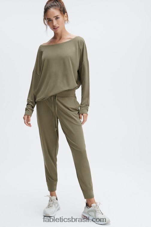 Fabletics terrazzo/logotipo reflexivo 420HR100 calça de cordão de malha eco elegante mulheres