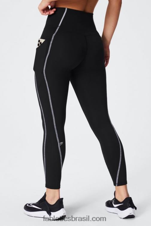 Fabletics Preto branco 420HR790 legging oasis pureluxe cintura alta 7/8 49 mulheres