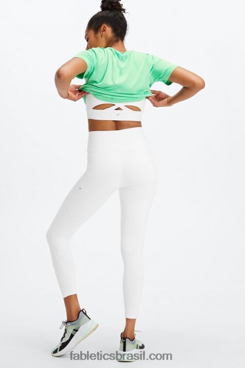 Fabletics amarelo/branco vibrante 420HR684 define powerhold cintura alta 7/8 legging 28 mulheres