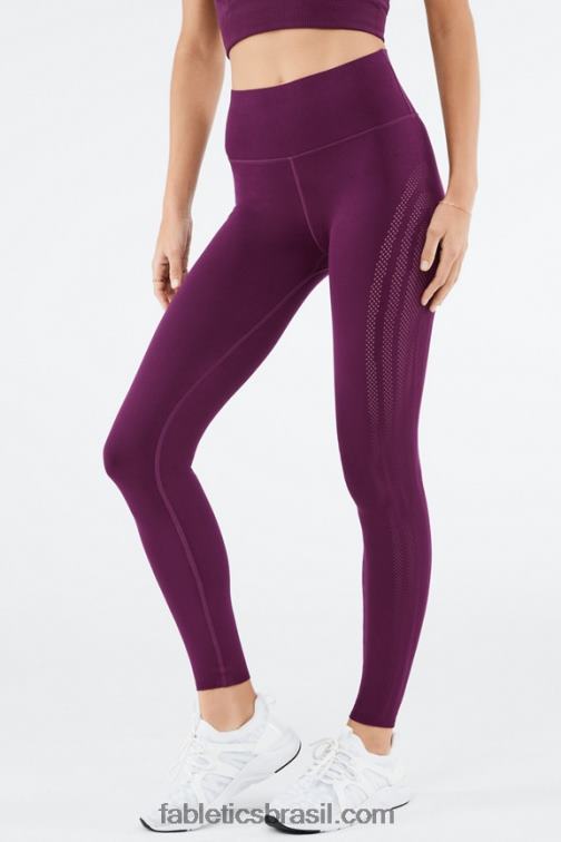 Fabletics ameixa escura 420HR1244 legging cintura alta em malha esculpida mulheres