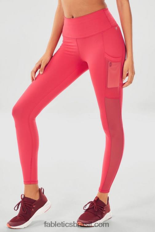 Fabletics ardósia rosa/vermelho adrenalina 420HR762 legging cintura alta powerhold on-the-go 43 mulheres