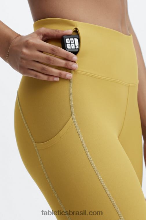 Fabletics azeitona quente/prata reflexiva 420HR1191 Legging com bolso refletivo therma-flex hw mulheres