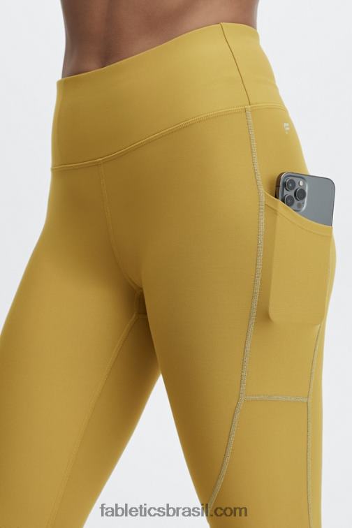 Fabletics azeitona quente/prata reflexiva 420HR1191 Legging com bolso refletivo therma-flex hw mulheres