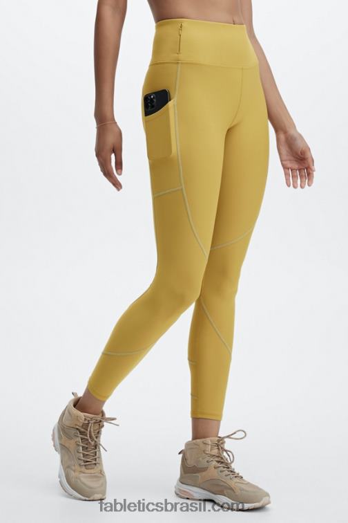 Fabletics azeitona quente/prata reflexiva 420HR1191 Legging com bolso refletivo therma-flex hw mulheres