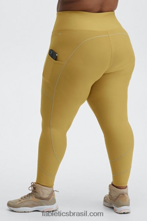 Fabletics azeitona quente/prata reflexiva 420HR1192 Legging com bolso refletivo therma-flex hw mulheres