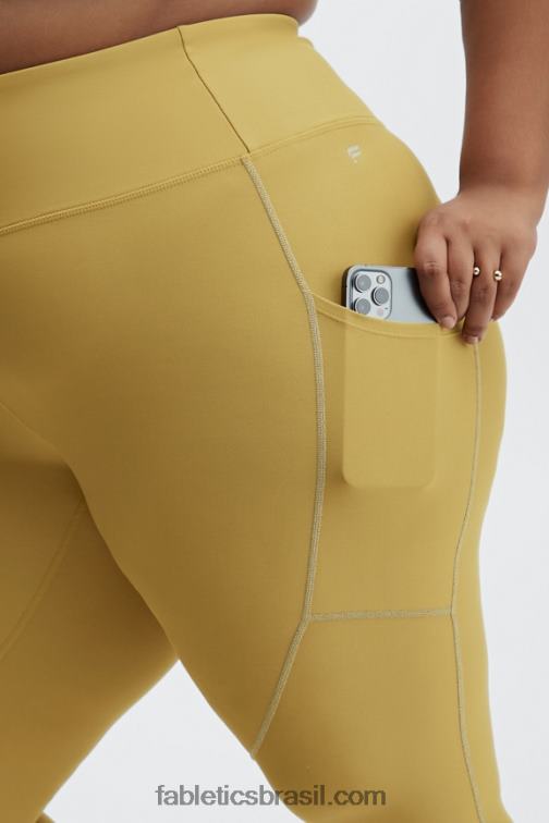 Fabletics azeitona quente/prata reflexiva 420HR1192 Legging com bolso refletivo therma-flex hw mulheres