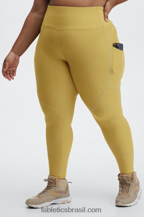 Fabletics azeitona quente/prata reflexiva 420HR1192 Legging com bolso refletivo therma-flex hw mulheres