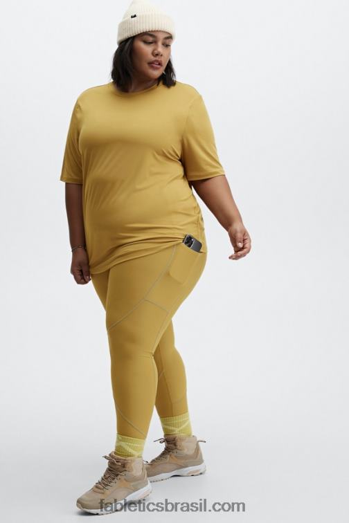Fabletics azeitona quente/prata reflexiva 420HR1192 Legging com bolso refletivo therma-flex hw mulheres