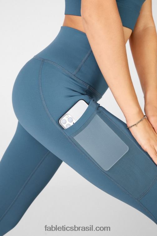 Fabletics azul celeste 420HR778 capri cintura alta powerhold on-the-go 47 mulheres