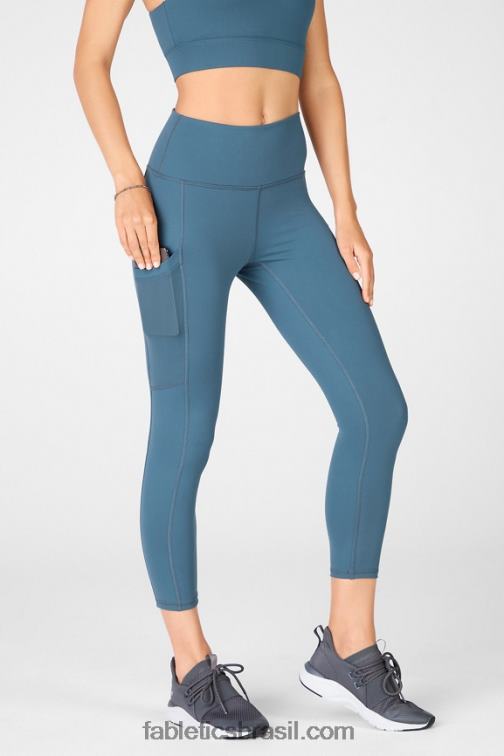 Fabletics azul celeste 420HR778 capri cintura alta powerhold on-the-go 47 mulheres