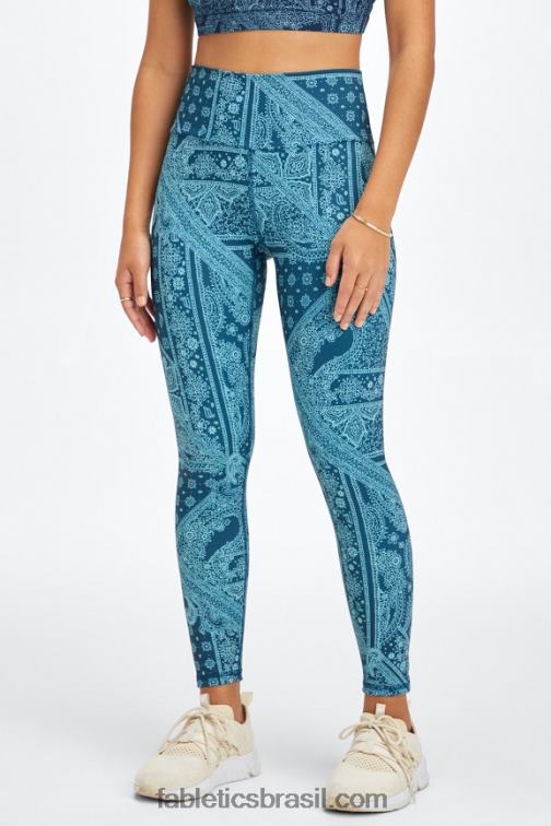 Fabletics bandana/tapioca nova azul 420HR849 boost powerhold cintura alta 7/8 legging 60 mulheres
