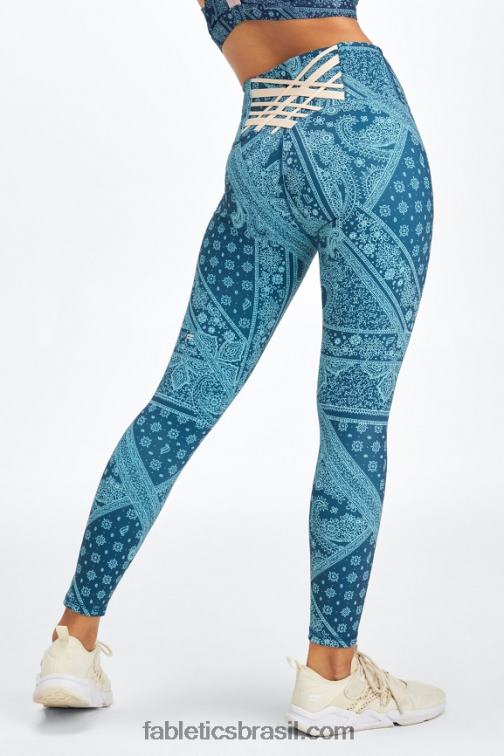 Fabletics bandana/tapioca nova azul 420HR849 boost powerhold cintura alta 7/8 legging 60 mulheres