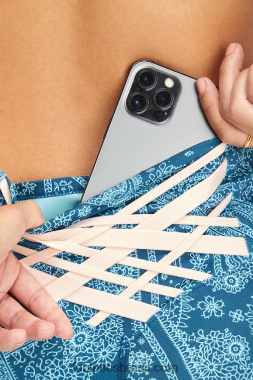 Fabletics bandana/tapioca nova azul 420HR849 boost powerhold cintura alta 7/8 legging 60 mulheres