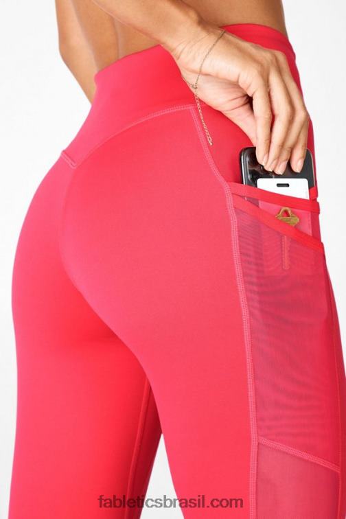 Fabletics batom vermelho 420HR1046 legging trinity motion365 cintura média 7/8 mulheres