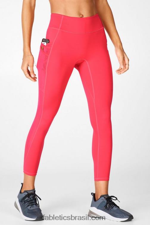 Fabletics batom vermelho 420HR1046 legging trinity motion365 cintura média 7/8 mulheres