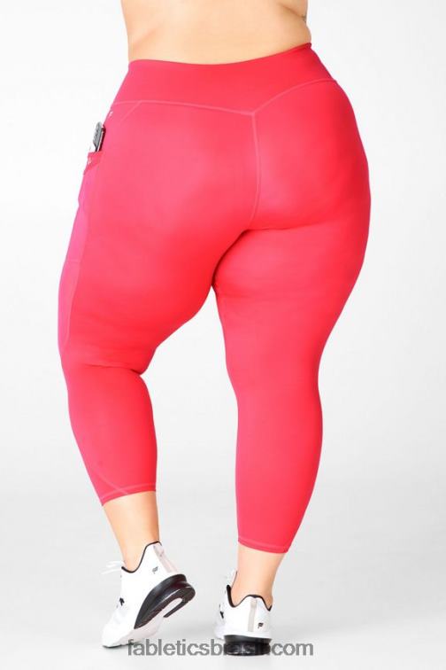Fabletics batom vermelho 420HR1047 legging trinity motion365 cintura média 7/8 mulheres