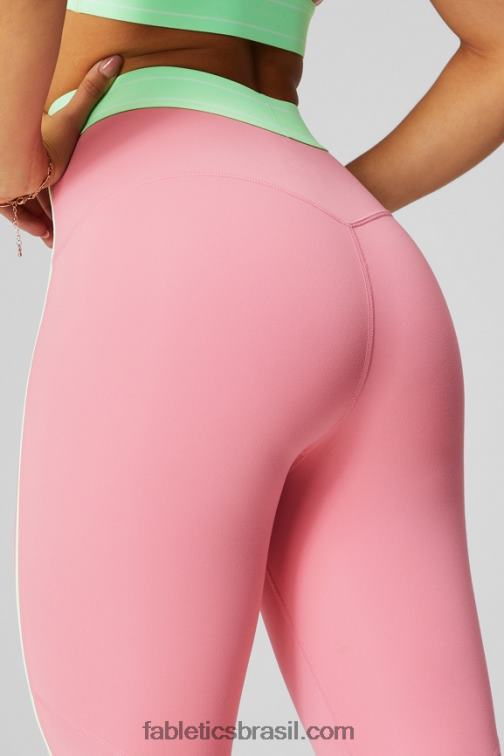 Fabletics blush rouge/limão açucarado 420HR874 legging cintura alta pureluxe ultra 7/8 64 mulheres