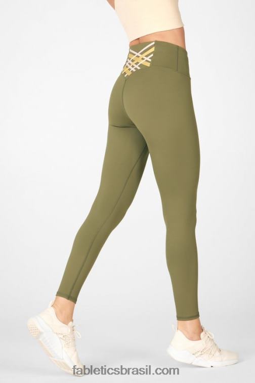 Fabletics bosque/agave/duna 420HR862 boost powerhold cintura alta 7/8 legging 62 mulheres