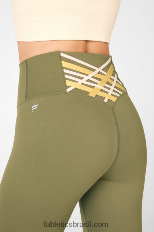 Fabletics bosque/agave/duna 420HR862 boost powerhold cintura alta 7/8 legging 62 mulheres