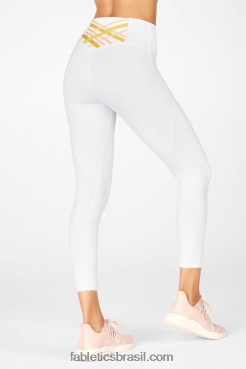 Fabletics branco/gota de limão/sorvete de laranja 420HR861 boost powerhold cintura alta 7/8 legging 62 mulheres