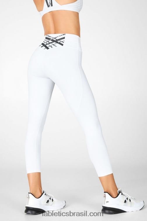 Fabletics branco/micro ponto 420HR1318 boost ii capri cintura alta com tiras mulheres