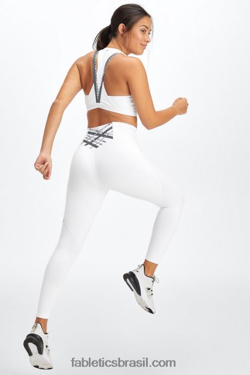 Fabletics branco/micro ponto/manchado 420HR848 legging cintura alta boost powerhold 7/8 59 mulheres