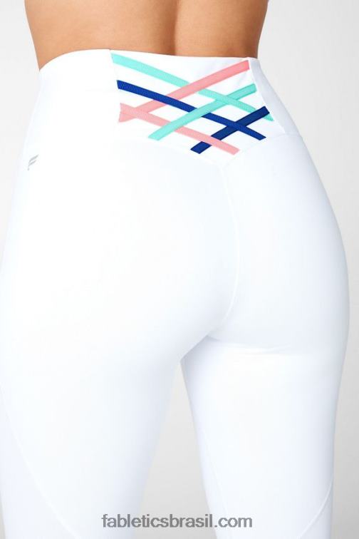 Fabletics branco/multi 420HR864 boost powerhold cintura alta 7/8 legging 63 mulheres