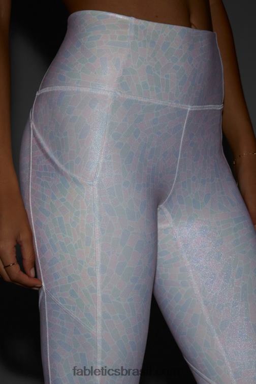 Fabletics brilho cristalino branco 420HR1152 legging oasis pureluxe cintura alta 7/8 82 mulheres