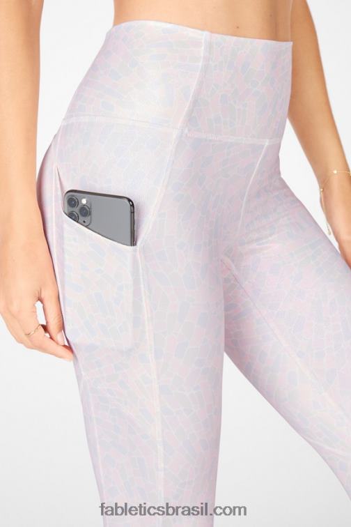 Fabletics brilho cristalino branco 420HR1152 legging oasis pureluxe cintura alta 7/8 82 mulheres
