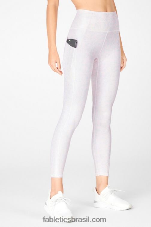 Fabletics brilho cristalino branco 420HR1152 legging oasis pureluxe cintura alta 7/8 82 mulheres