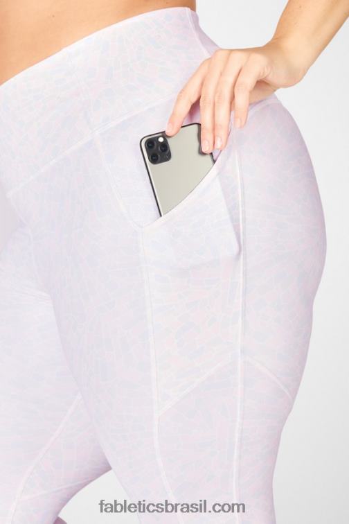 Fabletics brilho cristalino branco 420HR1153 legging oasis pureluxe cintura alta 7/8 82 mulheres