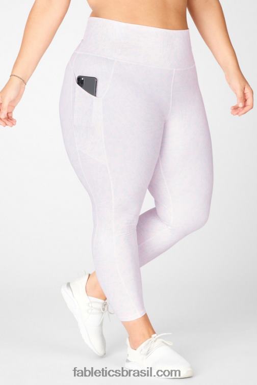 Fabletics brilho cristalino branco 420HR1153 legging oasis pureluxe cintura alta 7/8 82 mulheres
