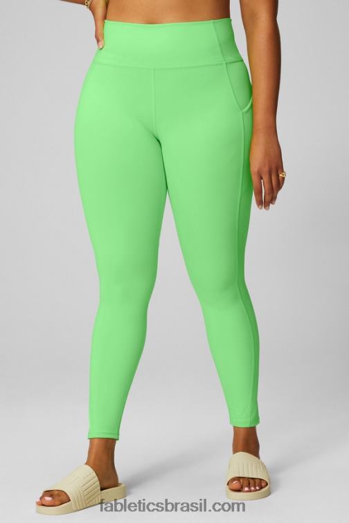 Fabletics brilho menta néon 420HR902 legging cintura alta oasis pureluxe 68 mulheres