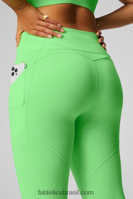 Fabletics brilho menta néon 420HR902 legging cintura alta oasis pureluxe 68 mulheres