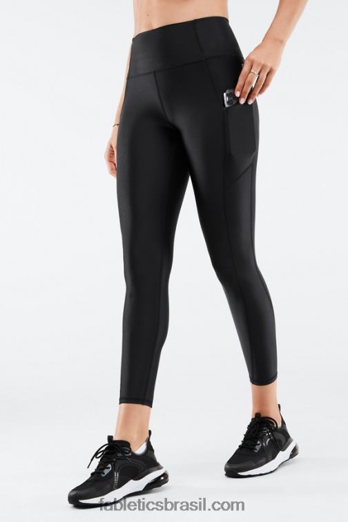 Fabletics brilho preto 420HR896 legging oasis pureluxe cintura alta brilho 7/8 mulheres