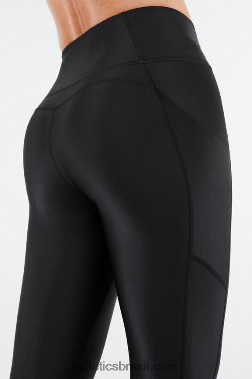 Fabletics brilho preto 420HR896 legging oasis pureluxe cintura alta brilho 7/8 mulheres