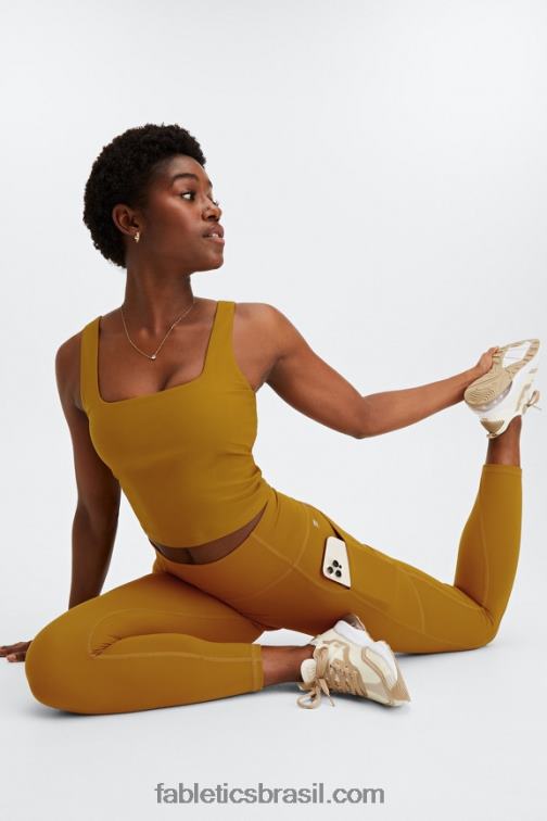 Fabletics bronze escuro 420HR812 legging oasis pureluxe cintura alta 7/8 53 mulheres