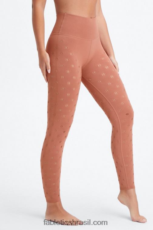 Fabletics caramelo 420HR1154 legging 7/8 cintura alta em malha esculpida mulheres