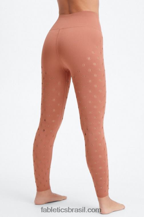 Fabletics caramelo 420HR1154 legging 7/8 cintura alta em malha esculpida mulheres