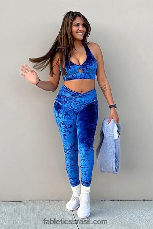 Fabletics celeste 420HR1076 legging cruzada de veludo amassado mulheres